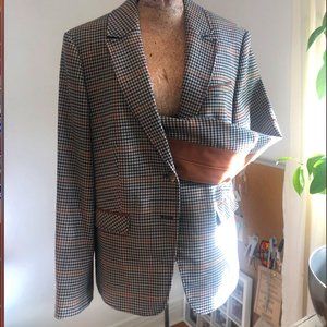 ESPRIT Collection checkered leather accent Blazer NWT